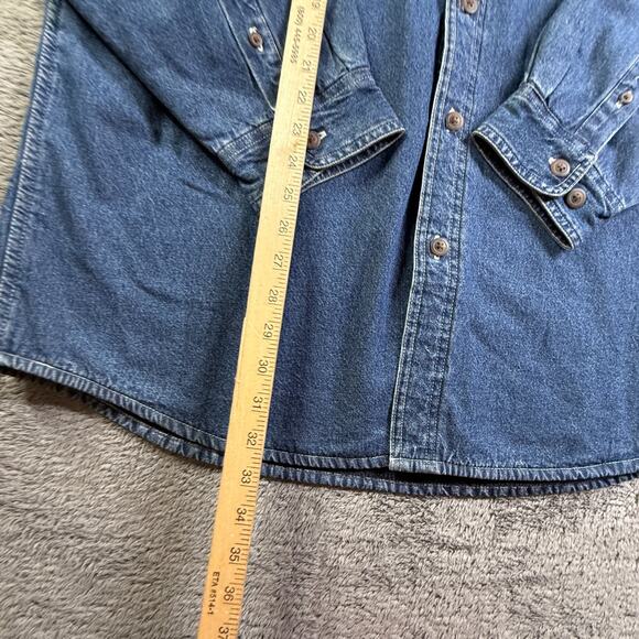 John Deere Mens XL Blue Denim Fleece Lined Shacket Shirt Button Up Workwear NWT - Picture 4 of 7